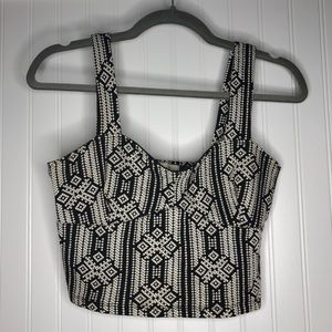 Black and white aztec print crop top